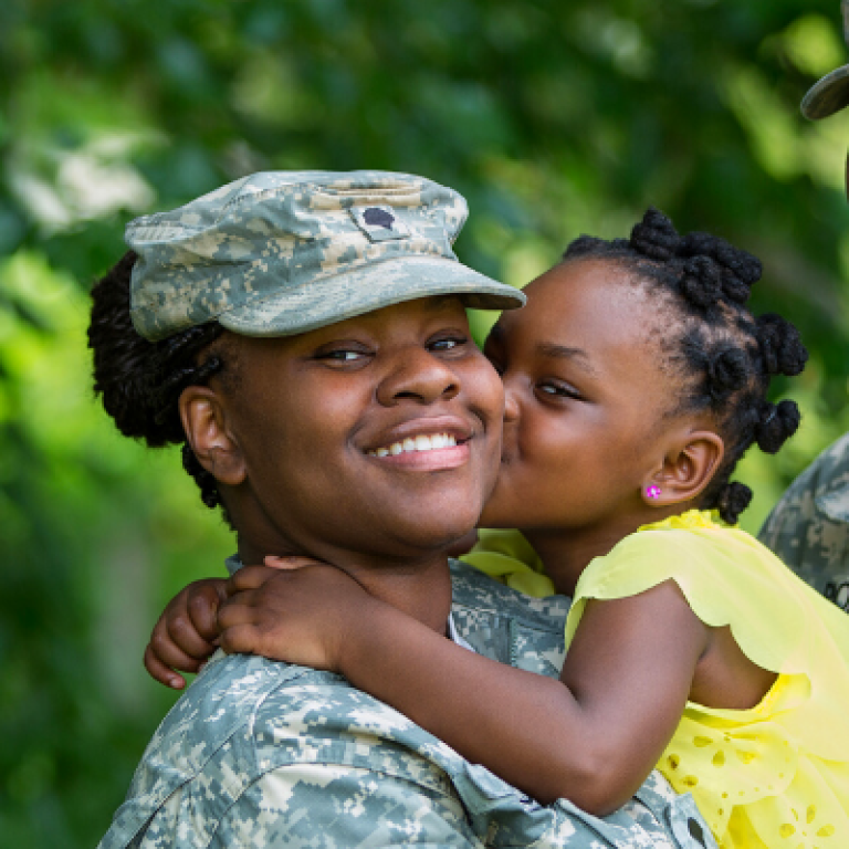 Military couple and child