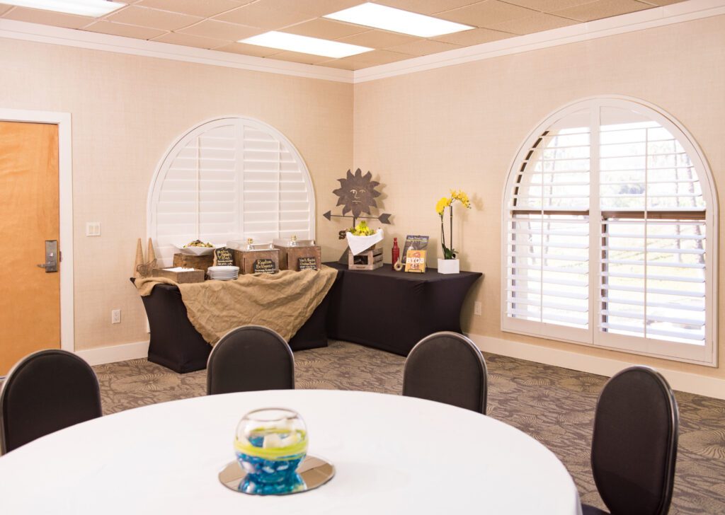 a venue set up for a meeting