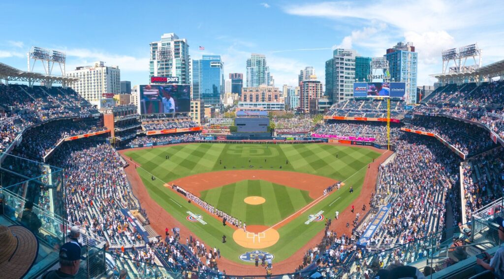 a baseball game at Petco Park