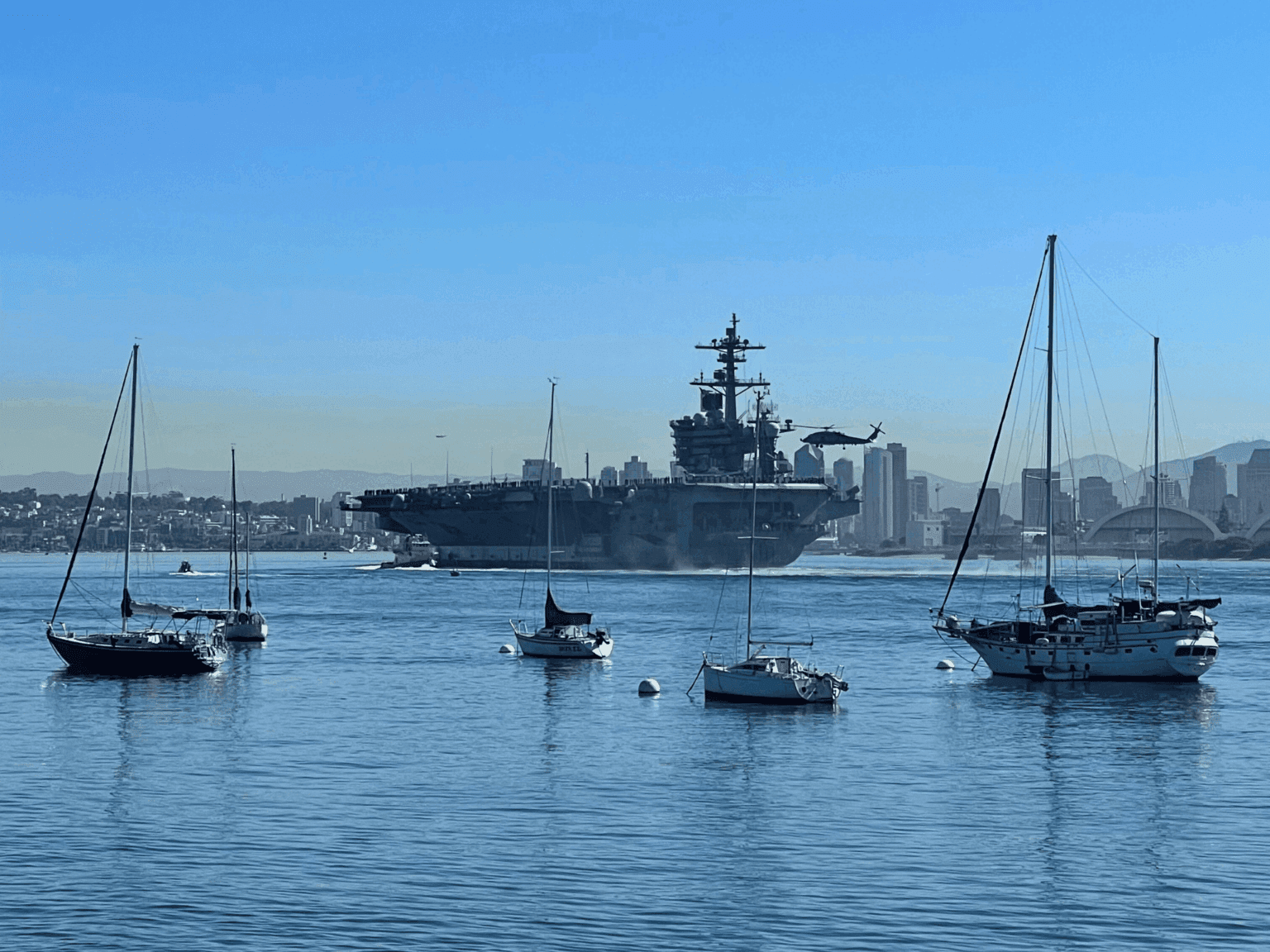 military ships overlooking downtown san diego