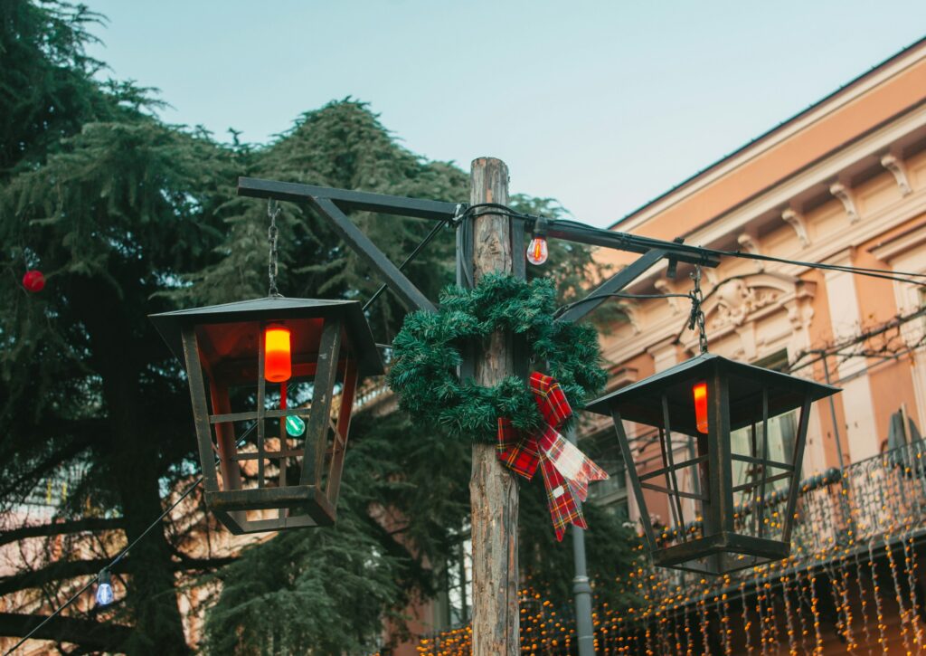 christmas decorations on the street