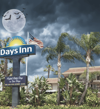 Entrance of Days Inn Halloween Edit